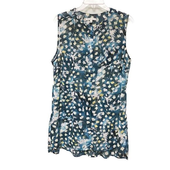 Calbi Long Sheer Blouse With Feather Pattern - Picture 1 of 4